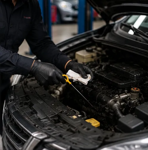 Mechanic servicing a vehicle